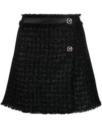 Versace - Vichy Tweed Wrap Mini Skirt - Lyst