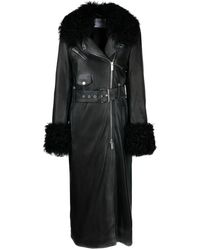 Blumarine - Shearling-Trim Leather Coat - Lyst