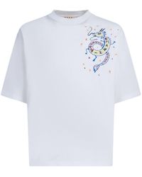 Marni - T-Shirt mit Stickerei - Lyst
