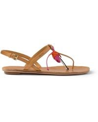 Prada - Sandalen Mit Zehensteg Aus Antik-Leder Mit Floralem Ornament - Lyst