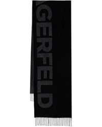 KARL LAGERFELD - Logo-Intarsia Fringed Scarf - Lyst