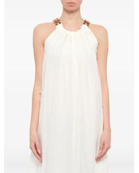 Lanvin - Embellished-Strap Draped Midi Dress - Lyst