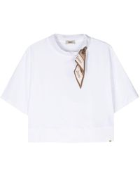 Herno - Superfine Cotton Stretch T-shirt With Scarf - Lyst
