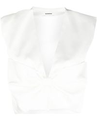 Sandro - Oversized Bow-detail Cropped Top - Lyst