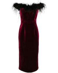 Rebecca Vallance - Vanessa Feather-Trimmed Midi Dress - Lyst