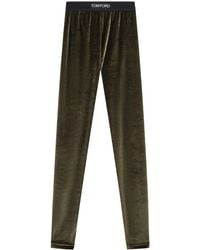 Tom Ford - Logo-Waistband Velvet Leggings - Lyst