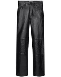 Marine Serre - Moonogram-Embossed Leather Trousers - Lyst