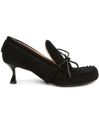 JW Anderson - Suede Bow-Detail Heeled Loafers - Lyst