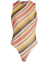 Jean Paul Gaultier - Mesh Tank-Top Body Printed Retro Stripe - Lyst
