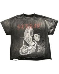 SEKRIT - Distressed Graphic-Print T-Shirt - Lyst