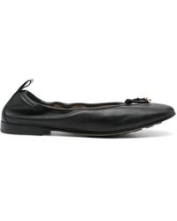 Giorgio Armani - Debossed Logo Leather Ballerina Shoes - Lyst