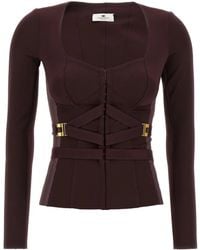 Elisabetta Franchi - Tulle-Insert Bustier Top - Lyst