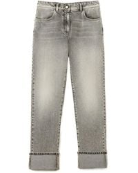 Twinset - Cuffed-Hemline Logo-Patch Denim Jeans - Lyst
