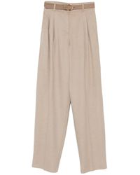 Max Mara - Pleated Belted Trousers - Lyst