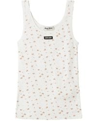 Miu Miu - Cotton Jersey Ribbed Tank Top - Lyst