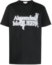 Alexander McQueen - T-shirt à logo imprimé en coton - Lyst