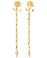 Jimmy Choo - Diamond Jc Logo-embellished -tone Brass Drop Earrings - Lyst