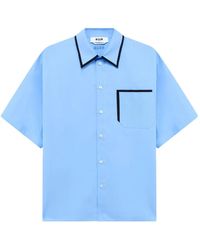 MSGM - Piping-Detail Embroidered-Logo Shirt - Lyst