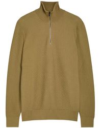 BOSS - Quarter-Zip Cotton Sweater - Lyst