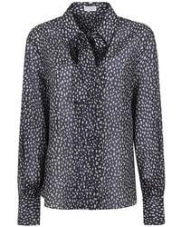 Brunello Cucinelli - Polka-Dot Pussy-Bow Shirt - Lyst