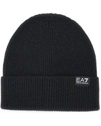 EA7 - Ribbed-Knit Beanie Hat - Lyst