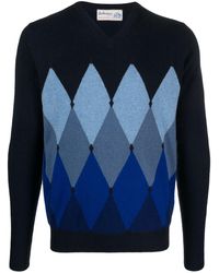 Ballantyne - Cashmere Argyle Intarsia-knit Jumper - Lyst
