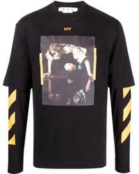 Off-White c/o Virgil Abloh - T-Shirt Caravaggio Con Stampa A Maniche Lunghe - Lyst