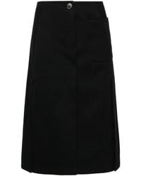 Lanvin - Pleated Tailored Midi Skirt - Lyst