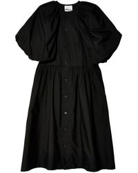 Noir Kei Ninomiya - Pleated Puff-sleeve Cotton Dress - Lyst