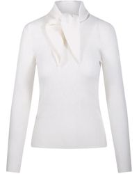 P.A.R.O.S.H. - Ribbed-Knit Tie-Neck Sweater - Lyst