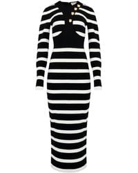Alexander McQueen - Striped Pencil Midi Dress - Lyst