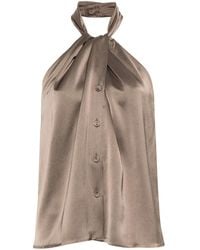 Nanushka - Top Neline drapeado con cuello halter - Lyst