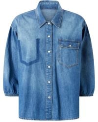 Pinko - Denim Long Sleeve Shirt With Classic Collar - Lyst