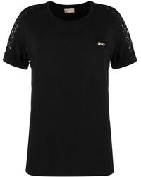 Liu Jo - T-shirt orné de dentelle à manches courtes - Lyst