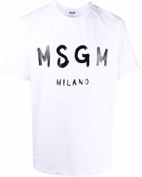 MSGM - T-Shirt In Cotone Con Logo - Lyst
