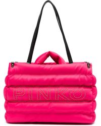 Pinko - Logo-embellished Quilted Tote Bag - Lyst