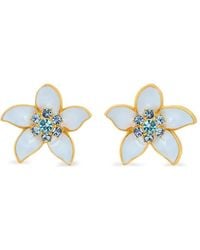 Oscar de la Renta - Enamel-Flower Crystal Earrings - Lyst
