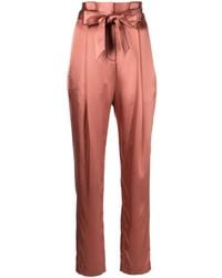Michelle Mason - High-Waisted Pleated Silk Trousers - Lyst