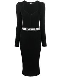 Karl Lagerfeld - Logo-print Ribbed Dress - Lyst