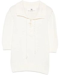 Ermanno Scervino - Lace-Up Perforated T-Shirt - Lyst