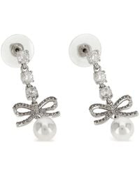 Self-Portrait - Bow Crystal-Charm Earrings - Lyst