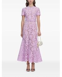 Self-Portrait - Belted Floral-Lace Midi Dress - Lyst