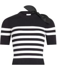 Patou - Striped Bow-Detail Knitted T-Shirt - Lyst