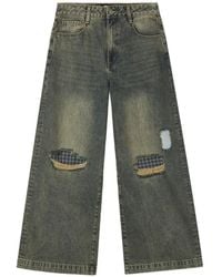 Mini Cream - Distressed Patchwork Wide-Leg Jeans - Lyst