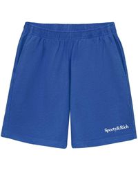 Sporty & Rich - Logo-print Cotton Track Shorts - Lyst