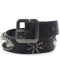 HTC - Ceinture En Cuir Embossé À Détails De Clous - Lyst