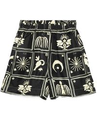 Nanushka - Exter Folk Art-Print Silk Shorts - Lyst