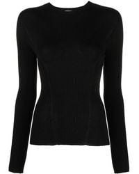 Lanvin - Long-sleeve Ribbed-knit Top - Lyst
