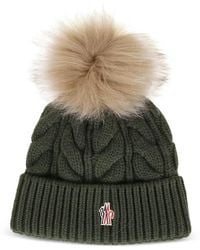 Moncler - Cable-Knit Pompom Beanie Hat - Lyst
