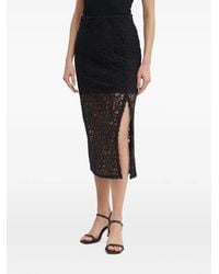 Sisley - Lace-Panels Slit Midi Skirt - Lyst